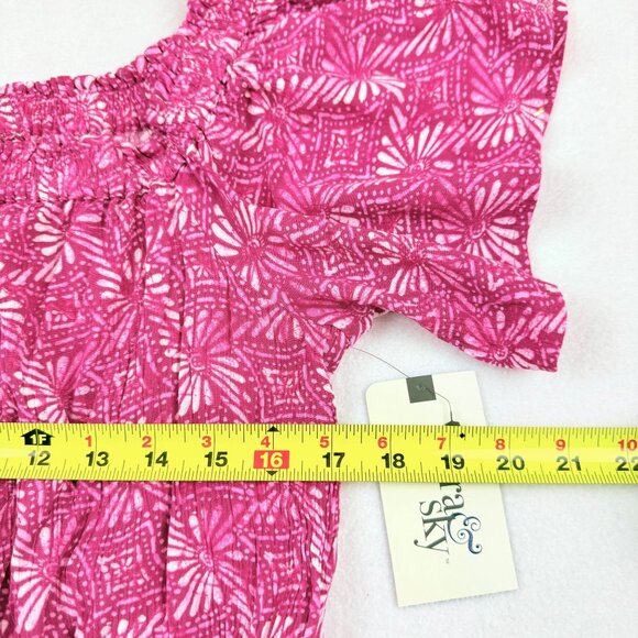 Terra & Sky Women's Off Shoulder Batik Geometric Pink Maxi Dress Size 0X 14W NWT - Picture 9 of 10